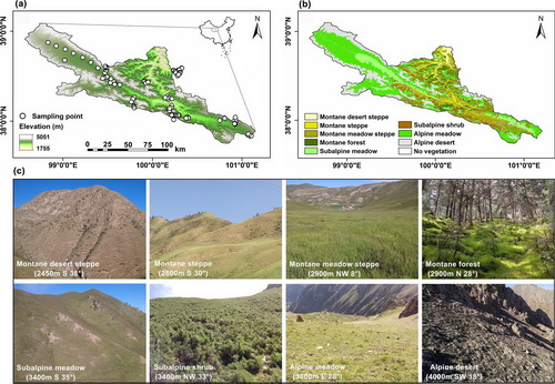 Distribution of sampling sites across the Yinghuoxia basin in the Qilian Mountains, northwestern China.jpg