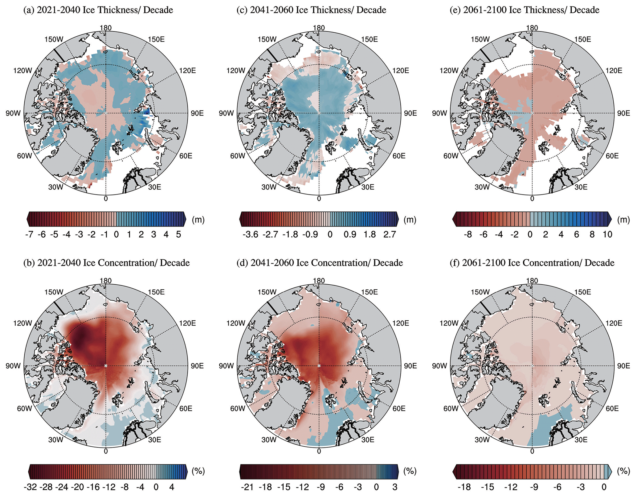 Linear trends of sea ice thickness and concentration under SSP5-85 in September.png