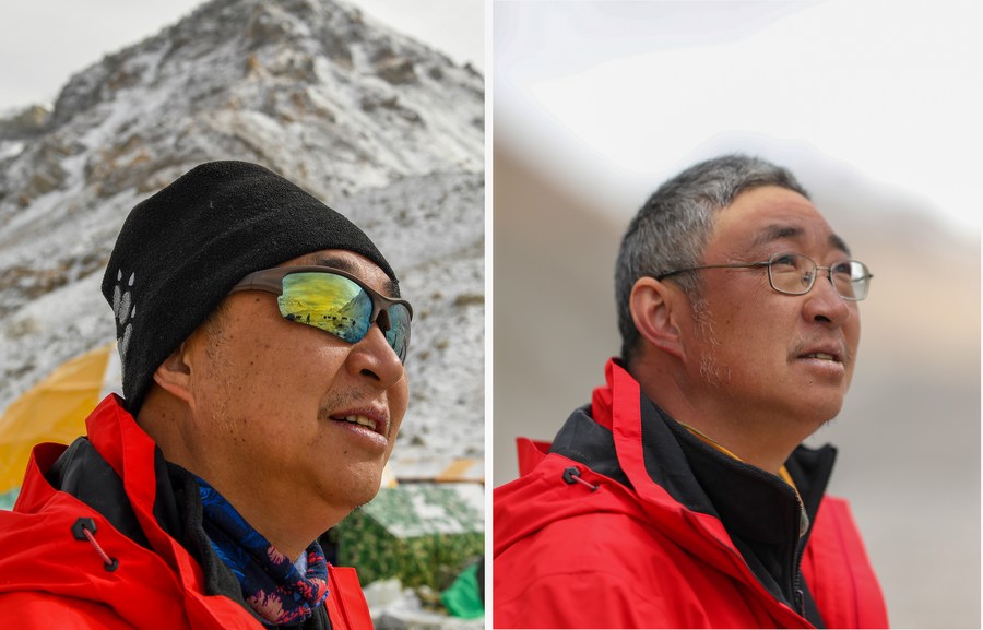 Combo photo shows Kang Shichang before the research (L) taken on May 1, 2022, and after a research task of East Rongbuk glacier on Mount Qomolangma taken on May 9, 2022..jpg